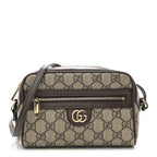 GG Supreme Monogram Textured Calfskin Super Mini Ophidia Shoulder Bag Beige Ebony New Acero