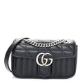 Calfskin Matelasse Aria Mini GG Marmont Shoulder Bag Black