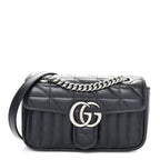 Calfskin Matelasse Aria Mini GG Marmont Shoulder Bag Black