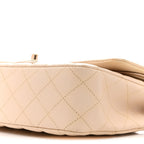 Caviar Quilted Medium Double Flap Light Beige