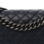 Goatskin Quilted Patent Medium Duo Boy Flap Black