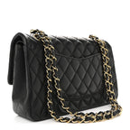 Lambskin Quilted Medium Double Flap Black