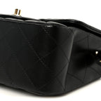Lambskin Quilted Mini Square Flap Black