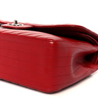 Caviar Chevron Quilted Jumbo Double Flap Dark Red