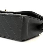Caviar Quilted Jumbo Double Flap Dark Grey