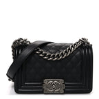 Caviar Quilted Small Boy Flap Black