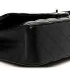 Lambskin Quilted Medium Double Flap Black