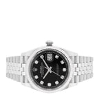 Stainless Steel 18K White Gold Diamond 36mm Oyster Perpetual Datejust Watch Black 126234