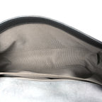 Metallic Lambskin Glass Pearl Embroidered Medium Boy Flap  Silver