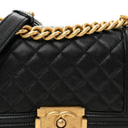 Caviar Quilted Small Boy Flap Black