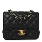 Lambskin Quilted Mini Square Flap Black