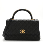 Caviar Quilted Small Coco Chain Handle Flap Black