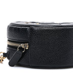 Caviar Quilted Round Filigree Crossbody Black
