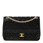 Lambskin Quilted Medium Double Flap Bijoux Chain Black