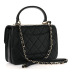 Lambskin Quilted Small Trendy CC Dual Handle Flap Bag Black