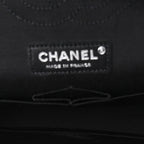 Caviar Tweed Houndstooth Quilted Medium Double Flap Black Grey