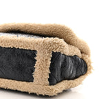 Crumpled Calfskin Shearling Sheepskin Quilted Medium Chanel 19 Flap Navy