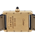 18K Yellow Gold Calfskin 22mm Tank Louis Quartz Watch Blue