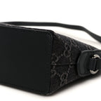 Denim Cuoio Harness GG Monogram Small Ophidia Dome Shoulder Bag Black Medium Grey