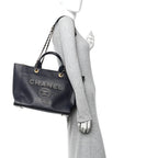 Caviar Small Studded Deauville Tote Navy