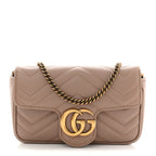 Calfskin Matelasse Super Mini GG Marmont Shoulder Bag Porcelain Rose