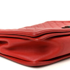 Calfskin Quilted Large Boy Flap Red