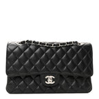 Caviar Quilted Medium Double Flap Black