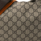 GG Supreme Monogram Textured Calfskin Web Large Attache Shoulder Bag Beige Ebony New Acero