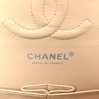 Caviar Quilted Medium Double Flap Beige