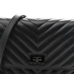 Aged Calfskin Chevron Quilted Reissue 2.55 Square Wallet On Chain WOC So Black
