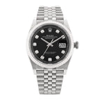 Stainless Steel 18K White Gold Diamond 36mm Oyster Perpetual Datejust Watch Black 126234