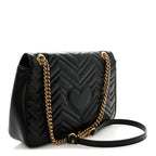 Calfskin Matelasse Medium GG Marmont Shoulder Bag Black