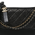Aged Calfskin Quilted New Medium Gabrielle Hobo Black