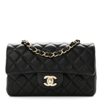 Lambskin Quilted Mini Rectangular Flap Black