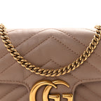 Calfskin Matelasse Super Mini GG Marmont Shoulder Bag Porcelain Rose