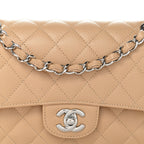 Caviar Quilted Small Double Flap Beige