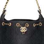Washed Denim Quilted Mini Chanel 25 Handbag Black