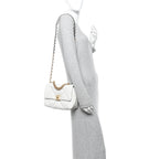 Goatskin Quilted Medium Chanel 19 Flap White