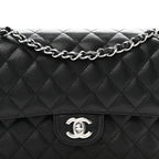 Caviar Quilted Medium Double Flap Black