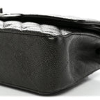 Metallic Caviar Quilted Medium Double Flap Dark Charcoal