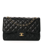 Caviar Quilted Jumbo Double Flap Black
