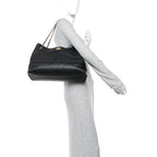 Calfskin Quilted Large Coco Base Shopping Bag Black
