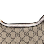 GG Supreme Monogram Textured Calfskin Web Mini Ophidia Half Moon Hobo Beige Ebony New Acero