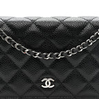 Caviar Quilted Wallet on Chain WOC Black