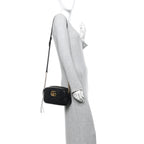 Calfskin Matelasse Small GG Marmont Chain Shoulder Bag Black