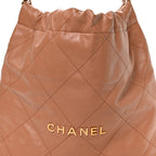 Shiny Calfskin Quilted Chanel 22 Camel
