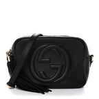 Pebbled Calfskin Small Soho Disco Bag Black