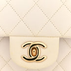 Caviar Quilted Medium Double Flap White
