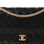 Lambskin Quilted Medium Double Flap Bijoux Chain Black