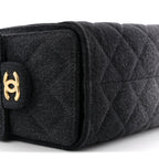 Washed Denim Quilted Mini Chanel 25 Handbag Black